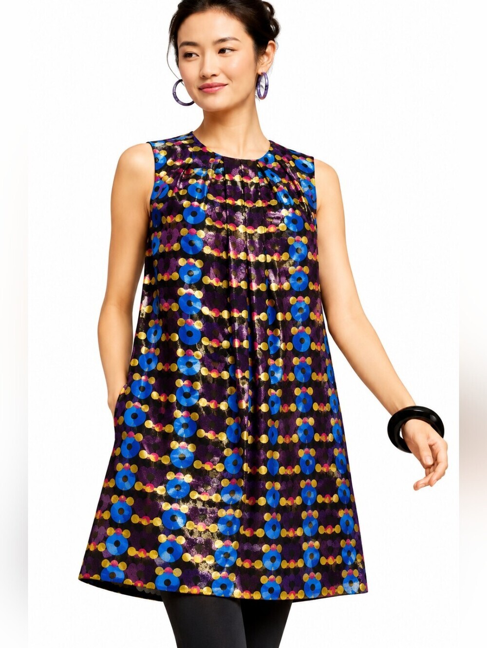 Anna Sui Target 20th Anniversary Shift Dress Metallic Geometric Print Small